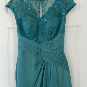 Val Stefani light teal gown